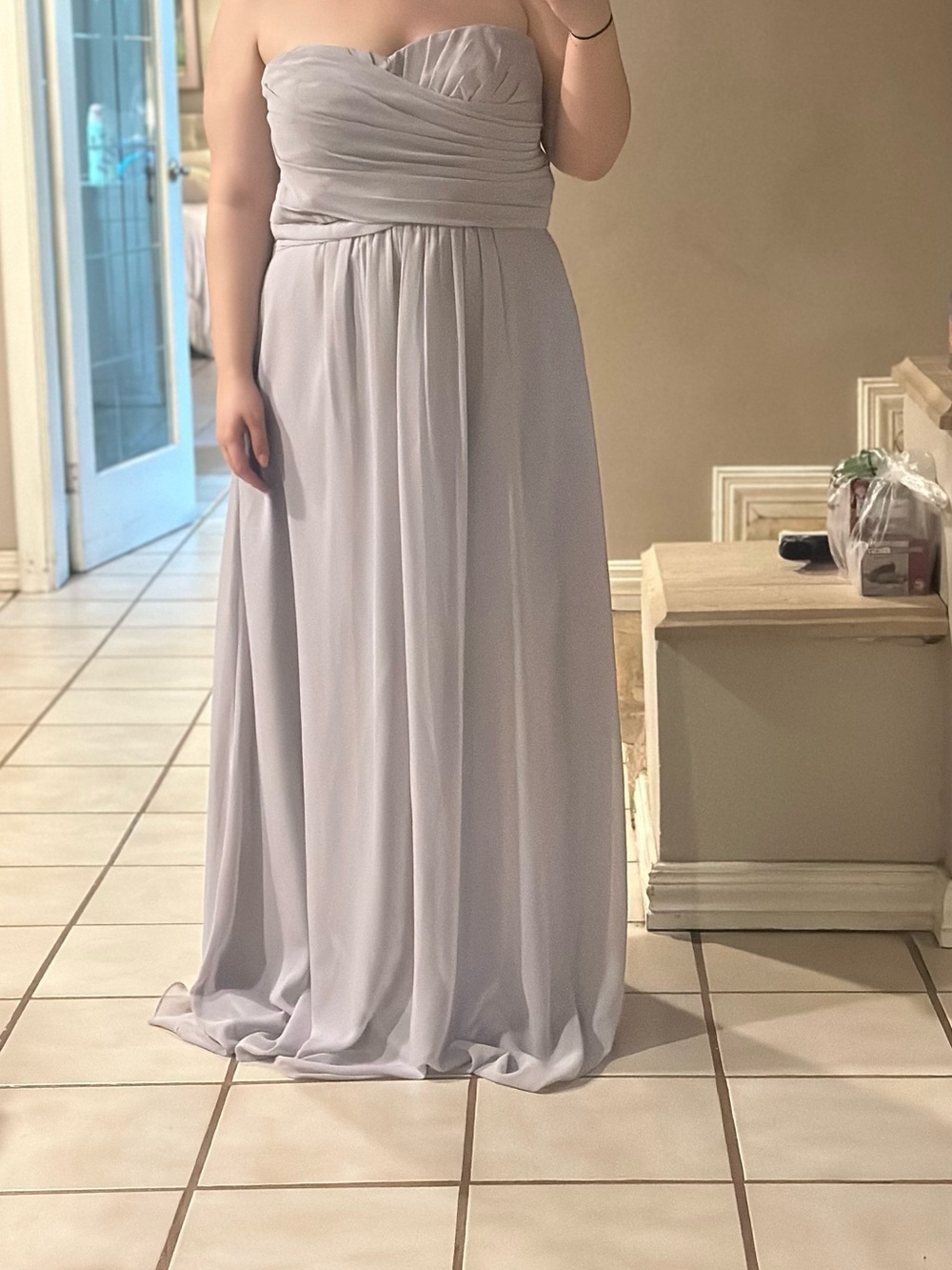 Weddington Way Taupe Chiffon Draped Maxi Dress